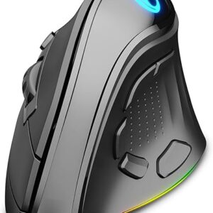 2.4G and BT 5.1 Dual Mode RGB Rechargeable Wireless Vertical Ergonomic Mouse, 5 Side Buttons, Max 8400 DPI, for PC Computer Notebook Laptop…