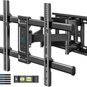 PERLESMITH Full Motion TV Wall Mount for Most 37-82 Inch LED, LCD, Flat Curved TVs up to 132lbs VESA 600×400, TV Mount with Dual Articulating Arms with Tilt and Extension, Fits 16inch Studs – PSLFK1