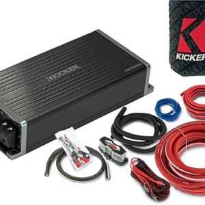 KICKER Amplifier and Amp Kit Package of 2 Items – Smart Series 500W RMS Monoblock Amplifier and Complete 8AWG Wiring Kit
