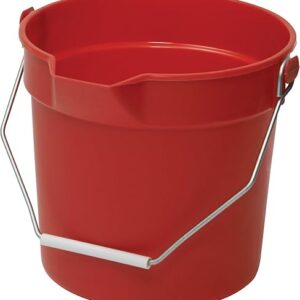 Winco Heavy-Duty Plastic Bucket/Utility Pail with Pour Spout, 10 Quarts, Red