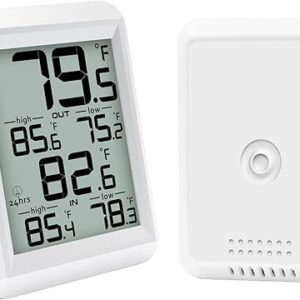 Indoor Outdoor Thermometer Wireless Weather Station with Remote Temperature Sensor, Inside Outside Temperature Monitor with Min/Max Records