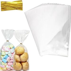QOIUSO 100pcs Clear Cellophane Treat Bags