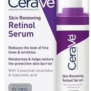 CeraVe Anti Aging Retinol Serum For Face, Encapsulated Retinol With Hyaluronic Acid, Niacinamide & Ceramides, Smooths Wrinkles & Fine Lines,…