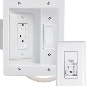 Legrand – OnQ In Wall TV Power Kit, TV Outlet Wall Kit Powers Multiple Devices, Cable Management Box Hides Cords, Recessed TV Outlet Works …