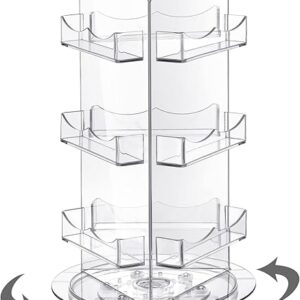 Spiareal Spinning Clear Business Card Holder Holds 3.5″ x 2″ Appointment Cards Rotating Display Stand Acrylic Stand 3 Tier Brochure Display …