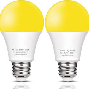Bug Light Bulbs Outdoor, 40W Equivalent Amber Yellow LED Bug Lights for Outside, 6W 500LM 2000K for Porch Lights, Non-Attracting, Not-Dimmab…