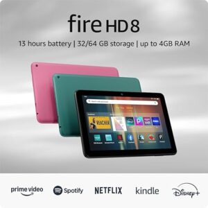 New Amazon Fire HD 8 tablet, 8” HD Display, 4GB memory, 64GB, responsive and vibrant, designed for portable entertainment, Black, (2024 rel…