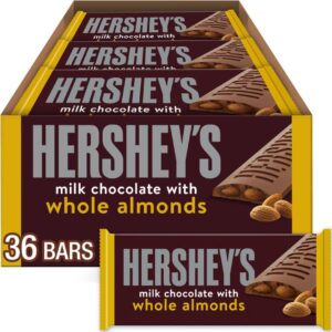 HERSHEY’S Milk Chocolate with Whole Almonds Candy Bars, 1.45 oz (36 Count)