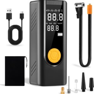 Tire Inflator & Air Compressor, 3X Faster 12V Portable Air Pump for Car & Bike Tires, Digital Pressure Gauge