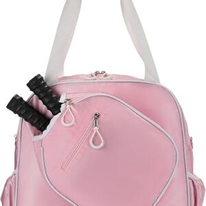 DEERFAMY Large Pickleball Tote Bag with Zipper &Removable Shoulder Strap, for 8 Paddles & Clothing