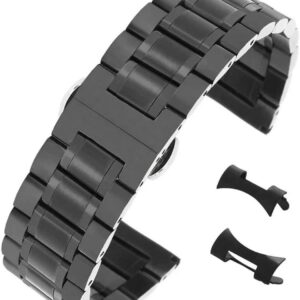 Stunning Brushed Stainless Steel Watch Band Strap Replacement with Straight&Curved End