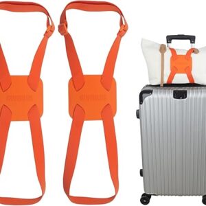 Luggage Straps Bag Bungees add a Bag, Luggage Bungee for suitcases Elastic Strap Belt- 2 Pack (Orange-2)
