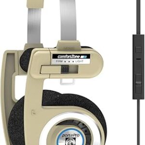 Koss Porta Pro Limited Edition On-Ear Headphones, in-Line Microphone, Volume Control and Touch Remote Control, Retro Style, Includes Hard Carry Case, Wired with 3.5mm Plug, Rhythm Beige