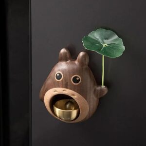Wood Door Bell Black Walnut Cartoon Doorbell Dopamine Wind Chime Suction Ornament WoodyBeing, Shopkeepers Bell Totoro Shape Shopkeeper Bell…