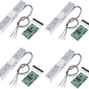 ShangHJ 4 Sets Digital Load Cell Weight Sensor + HX711 ADC Module Weighing Sensor for Arduino DIY Portable Electronic Kitchen Scale Kit (5k…