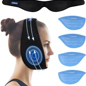 Wisdom Teeth Ice Pack Head Wrap After Surgery, 4 Reusable Hot & Cold Therapy Gel Ice Packs for Face Swelling, TMJ, Chin, Oral Pain, Facial …
