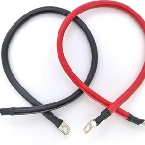 4AWG Battery Cable 4AWG Gauge Pure Copper Battery Inverter Cables with 3/8 in Lugs Both Ends Power Inverter Wire Set for Automotive Solar M…