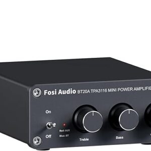 Fosi Audio BT20A Bluetooth Stereo Amplifier, 2 Channel Home Audio Component Amplifiers for Passive Speakers, Mini Class D Amp Receiver 200W…