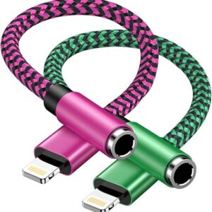 [Apple MFi Certified] 2Pack iPhone 3.5mm Headphone Adapter, Lightning to 3.5mm Headphone Jack Adapter iPhone Aux Audio Jack Adapter Dongle C…