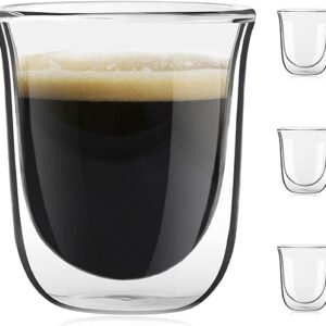 JoyJolt Javaah Double Walled Espresso Glasses Espresso Cups (Set of 4)- 2-Ounces