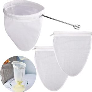 WMKGG Ultra Fine Mesh Strainer Bags, Reusable Mesh Filter Bags with Stainless Steel Handle Frame for Filter NutMilk, Coffee, Milk, Butter, …