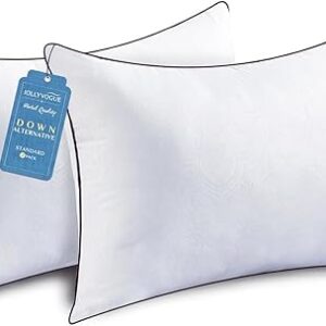 JOLLYVOGUE Bed Pillows Standard Size Set of 2, Cooling and Supportive Full Pillow 2 Pack for Side and Back Sleepers, Down Alternative Hotel…