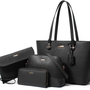 Women Fashion Handbags Wallet Tote Bag Shoulder Bag Top Handle Satchel Purse Set 4pcs