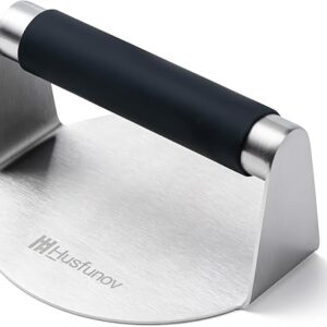 Stainless Steel Burger Press, 5.5 Inch Round Smasher,with Anti-Scald Handle,Non-Stick Smooth Hamburger Press,Flat Bottom, for Cooking Burge…
