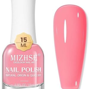 MIZHSE Quick Dry Nail Polish, Pink Nail Polish Air Dry Fast, 15 ml Regular Water-based Nail Lacquer Non Gel Full Coverage High Glossy Shine …