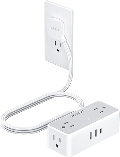 5FT Flat Plug Extension Cord with USB