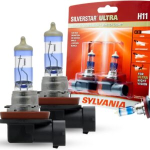 SYLVANIA – H11 SilverStar Ultra – High Performance Halogen Headlight Bulb, Low Beam and Fog Replacement Bulb, Brightest Downroad with White…