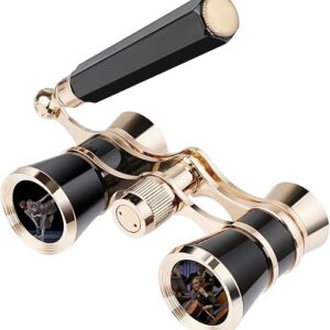 Opera Glasses,3X25 Theater Binoculars with Foldable and Extendable Handle,Portable Theater Glasses,Vintage Small Binoculars for Concerts Th…
