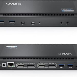 WAVLINK Universal USB C Laptop Docking Station Dual Monitors 5K/4K@60Hz with 65W Host Charging for Thunderbolt 4/3, USB-C Windows, Mac, Chro…