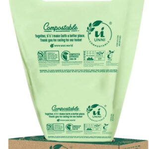 UNNI Compostable T-Shirt Bags with Handle-Tie, 1.2-1.6 Gallon, 6 Liter, 50 Count, 0.64 Mil, Small Kitchen Food Scrap Waste Bags, ASTM D6400,…