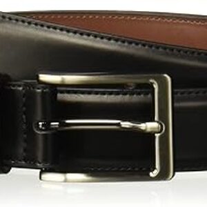 Perry Ellis Men’s Portfolio Amigo Dress Belt, Leather, Stitched Edges, Metallic Buckle, 1.5″ Width (Available in Big & Tall)