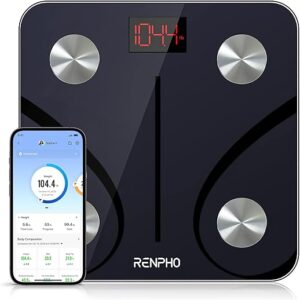 RENPHO Bluetooth Body Fat Scale, Digital Weight Scale Bathroom Smart Body Composition Analyzer Wireless BMI Compact Scale Health Monitor wi…