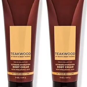 Bath and Body Works Teakwood Men’s Collection Ultimate Hydration Ultra Shea Body Cream 8 Oz 2 Pack (Teakwood)