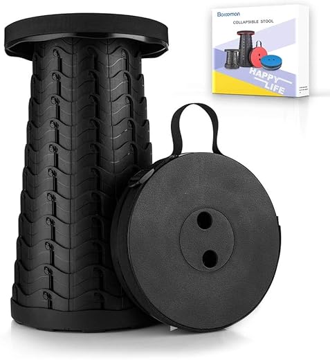 Boreeman Upgraded Folding Stool Lightweight Yet More Sturdy with Load Capacity 400lbs Portable Collapsible Stool Retractable Stool for Camp...