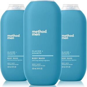 Method Men Body Wash, Glacier + Granite, Paraben and Phthalate Free, 18 FL Oz (Pack of 3)