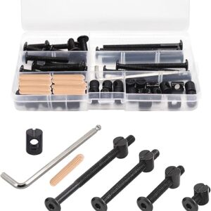 Crib Screws Hardware Replacement Kit – 16 Set Baby Bed Frame Bolts,Barrel Nuts&Wooden Dowel Pins Set – M6x16/40/60/80 mm Hex Drive Socket C…