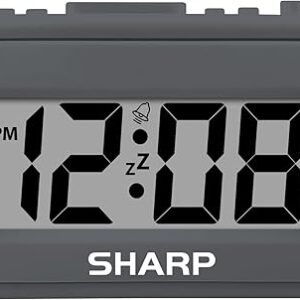 SHARP Digital Alarm Clock – Charcoal Black