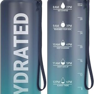 Sahara Sailor Water Bottle 32oz, Durable and Leakproof Water Bottles Motivational with Time Marker, Tritan, BPA Free, Wide Mouth with Easy …