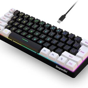 Snpurdiri 60% Wired Gaming Keyboard, Small RGB Backlit Membrane Gaming Keyboard, Ultra-Compact Mini Waterproof Keyboard for PC Computer Game…