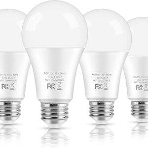 LED Light Bulbs, 100 Watt Equivalent A19, 13W 5000K Daylight White 1500 Lumens Non-Dimmable Bright E26 Edison Medium Screw Bulbs for Home Be…