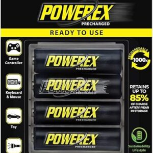 Powerex Precharged Rechargeable AA NiMH Batteries (1.2V, 2600mAh) – 4-Pack (MHRAAP4)