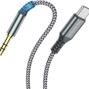 MCSPER USB C to 3.5mm Audio Aux Jack Cable,3.3FT USB Type C to Male Adapter Dongle Cable Cord Car Headphone Compatible with iPhone 16/15 Pro Max S…