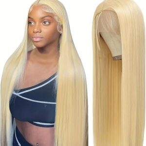 Blonde Wig Human Hair 613 13×6 Lace Front Wig Human Hair 36Inch Straight HD Transparent Lace Frontal Wigs 200% Density for Women Pre Plucked…