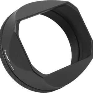 Haoge LH-X54B Square Metal Lens Hood with 49mm Adapter Ring for Fujifilm X100VI Fuji X100V Camera Black