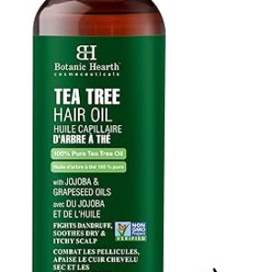 Botanic Hearth Tea Tree Oil for Hair (6.7 fl oz) | With Jojoba & Grapeseed Oils | Soothes Itchy Scalp & Fights Dandruff | Non GMO Verified