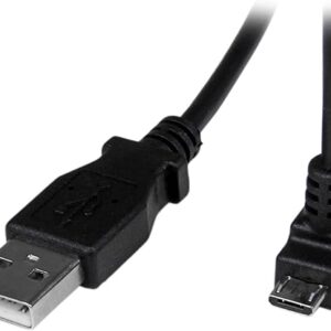 StarTech.com 2m Cord – A to Down Angle Micro B – Down Angled Micro USB Cable – 1x USB A (M), 1x USB Micro B (M) – Black (USBAUB2MD), 2m / 6…
